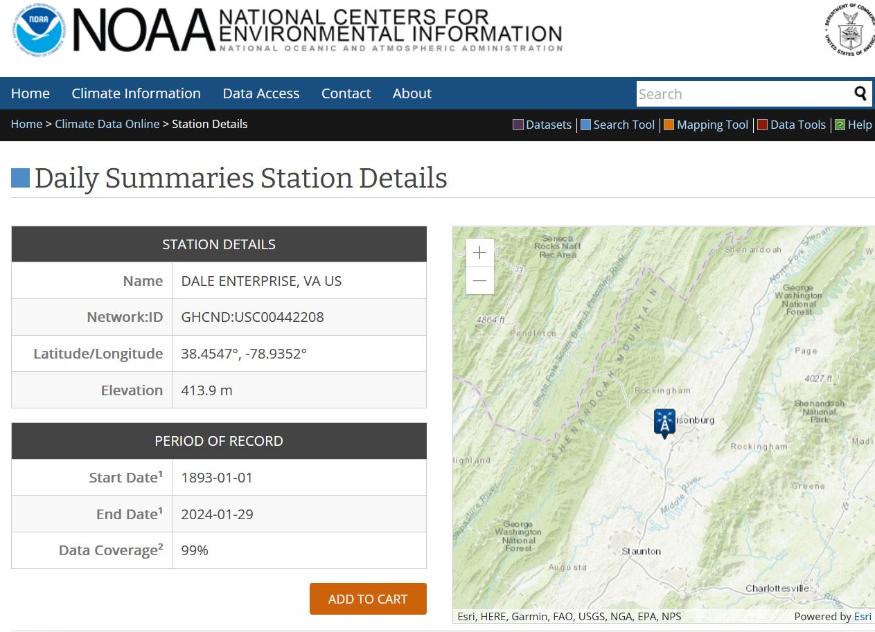 screenshot from the details page of Dale Enterprise